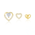 wholesale 925 Sterling Silver New Heart-shaped Zircon Inlaid Stud Earrings, Korean Style, Minimalist And Versatile-0-0