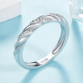 wholesale 925 silver twisted design ring with pave diamond band, minimalist luxury, open tail style-0-2