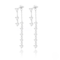 wholesale S925 Sterling Silver Ins-style Luxurious Zircon-studded Chain Tassel Earrings-0-4
