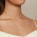 wholesale 925 Sterling Silver Butterfly Pendant Necklace With Pink Cubic Zirconia For Women-0-4