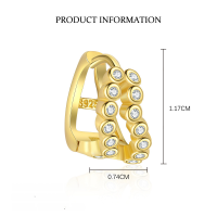 wholesale S925 Sterling Silver Cross-border Geometric Round Earrings For Women, Light Luxury With Shiny Zircons,。-E4877-Gold/Single 925 Silver