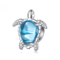 wholesale 925 Sterling Silver Blue Opal Starfish Dangle Charm With Cubic Zirconia For Bracelet-0-5