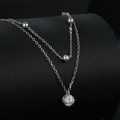 wholesale Sterling Silver S925 Plated White Gold Double Layered Moissanite Pendant Necklace-0-1