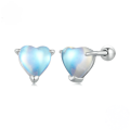 wholesale 925 Sterling Silver Blue Heart Cubic Zirconia Stud Earrings For Women-0-0
