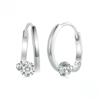 wholesale S925 Silver Plated Platinum Cubic Zirconia Earrings Minimalist Luxury Daily Style-undefined
