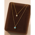 wholesale S925 Sterling Silver With Turquoise And Zircon French-style Choker Necklace For Women-0-1