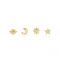 wholesale S925 Sterling Silver Minimalist Star And Moon Earring Set, Best-selling In Europe And America, Versatile And Elegant-0-0