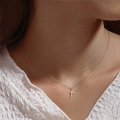 wholesale 925 Silver Hot-selling Plain Cross Pendant Choker Necklace For Women,。-0-2