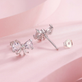 wholesale 925 Sterling Silver Bow Cubic Zirconia Stud Earrings For Women-0-2