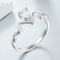 wholesale Sterling silver S925 water-drop zircon ring with pleated design, stylish and bold-0-3