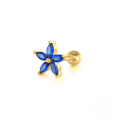 wholesale S925 Sterling Silver Stylish Five-petal Flower Colorful Zircon Accent Threaded Ear Stud-0-6
