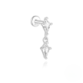 wholesale Sterling Silver With Rhinestones, Tassel, Threaded Flat-back Ear Bone Stud Earrings,。-0-7