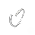 wholesale S925 Sterling Silver Curved Petal Single Row Zircon Inlaid Luxury Stackable Open Ring, Popular In Europe And Us-0-5