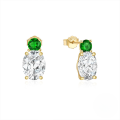 wholesale 925 Sterling Silver New Classic Luxury Zircon-encrusted Emerald Stud Earrings,。-0-6
