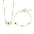 wholesale S925 Sterling Silver Cross-border Hot-selling Evil Eye Micro-set Zircon Necklace And Vintage Blue Eye Bracelet-0-0