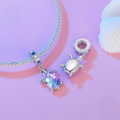 wholesale 925 Sterling Silver Colorful Zircon Cute Sea Turtle Pendant Ocean Turtle Charm Beads-0-4