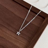 wholesale S925 Sterling Silver Korean-style Love Zircon Necklace For Women, Minimalist Star Pendant-Five-pointed star/s999
