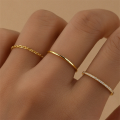wholesale S925 Sterling Silver Minimalist Zircon-accented Band Ring Set, Korean Style Petite Personality Base Stacking Ring-0-1