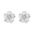 wholesale "S925 silver-plated white gold, matte textured flower earrings for women"-0-0