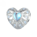 wholesale 925 Sterling Silver Blue Heart Charm Created Opal Cubic Zirconia Beads For Bracelet-0-4