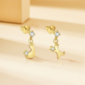 wholesale S925 Sterling Silver Cute Kitten Stud Earrings With Zirconia, New Luxury Style-0-1