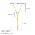 wholesale S925 Sterling Silver Eight-pointed Star Zirconia Tassel Pendant Necklace For Women-0-4