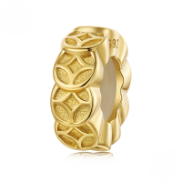 wholesale S925 silver gold-plated beads set, lucky golden money series for jewelry making-undefined