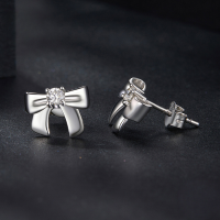 wholesale S925 Silver Platinum-plated Moissanite Butterfly Bow Earring Set Luxury-undefined