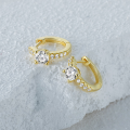 wholesale S925 Sterling Silver Classic Four-prong Single Zircon Ear Hoops, Hot-selling Cross-border Luxury Earrings For Women-0-4