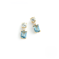 wholesale S925 Sterling Silver Four-prong Earrings With Sea Blue Zircon, Fresh And Elegant French Style For Women-0-0