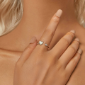 wholesale S925 Sterling Silver Plated White Gold Adjustable Heart Ring For Valentine's Day-0-3