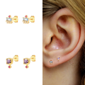 wholesale S925 Sterling Silver Geometric Floral Stud Earrings With Crystal Accents, Trendy And Versatile-0-1
