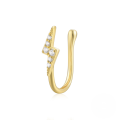 wholesale S925 Sterling Silver Geometric Teardrop Lightning Rhinestone Nose Cuff Piercing Jewelry-0-9