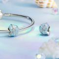 wholesale S925 sterling silver blue conch shell bead bracelet, ocean-style loose beads jewelry-0-2