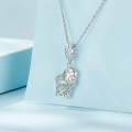 wholesale Sterling Silver 925 Blue Basketball Bead Bracelet, Rhodium-Plated Zircon Pendant-0-4