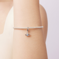 wholesale Metal charms: Evil Eye beads, s925 silver-plated white gold, DIY bracelet parts-0-4