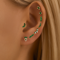 wholesale S925 Sterling Silver Marquise Heart Flat Back Threaded Ear Cartilage Stud With Sparkling Green Crystals-0-3