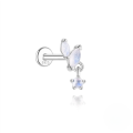 wholesale S925 Sterling Silver Zircon-inlaid Natural Moonstone Flat Threaded Ear Cartilage Stud, Korean Style Niche Premium Jewelry-0-7