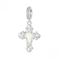 wholesale Vintage vine luminous cross beads, s925 sterling silver luminous stone loose beads-undefined