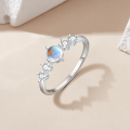 wholesale S925 Sterling Silver Cross-border Hot-sale Imitation Moonstone Ring For Women, Thin Band With Micro-set Zirconia, Minimalist Luxury-0-1