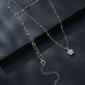 wholesale 925 Sterling Silver Cubic Zirconia Star Pendant Necklace Beaded Chain For Women-0-2