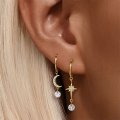 wholesale 925 Sterling Silver New Ins Creative Moon Star Earrings With Marquise Teardrop Zircons And Hoop Clasps-0-2