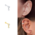 wholesale S925 Sterling Silver Inlaid Zircon Body Piercing Earring, Trendy Ins Style Threaded Ear Stud-0-2