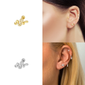 wholesale Sterling Silver S925 Fun Snake Threaded Ear Piercing With Zircons, Trendy Creative Helix Ear Cuff Ins Earrings-0-1