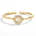 wholesale S925 Sterling Silver Ins Flower Zircon Opal Adjustable Ring,-0-4