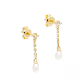 wholesale S925 Sterling Silver Rhinestone Pearl Fringe Earrings, Minimalist Korean Style Ins Ear Wires-0-5