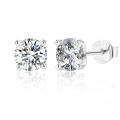 wholesale S925 Sterling Silver Plated With Plated With White Gold, 1 Carat 05 Carat Four-prong Earrings With Moissanite, Luxury Ready-to-ship-0-0