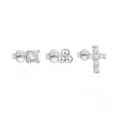 wholesale 925 Sterling Silver Geometric Star And Moon Zircon-pearl Earring Set, Hot-selling In Europe And America-0-9