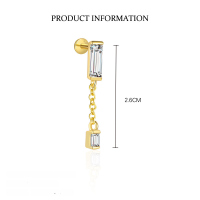 wholesale S925 Sterling Silver Marquise Zirconia Drop Dangle Earrings With Crystal Accents And Tassel-E4875-Gold/Pair 925 Silver