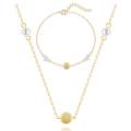 wholesale S925 Sterling Silver Simple Daily Matching Pearl Round Piece Women's Necklace And Bracelet Set Korean Niche Accessories Set-0-0